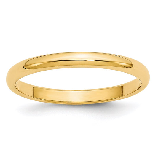 14k Yellow Gold 2.5mm Half Round Wedding Band 