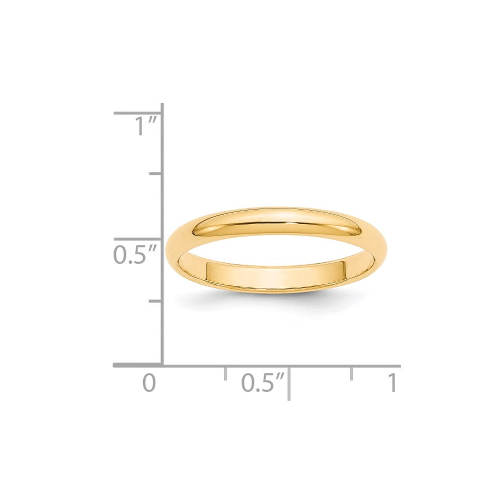 14k Yellow Gold 3mm Half Round Wedding Band