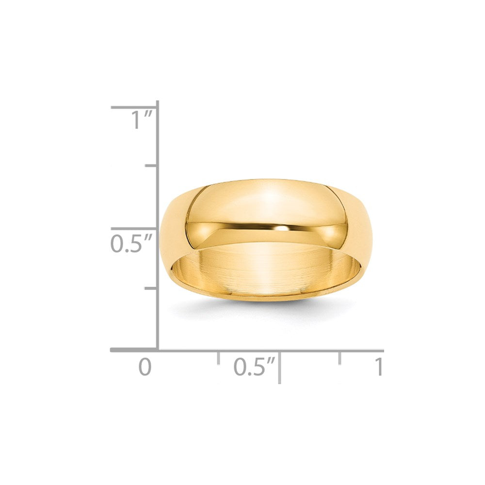 14k Yellow Gold 7mm Half Round Wedding Band