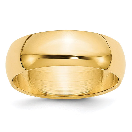 14k Yellow Gold 7mm Half Round Wedding Band 