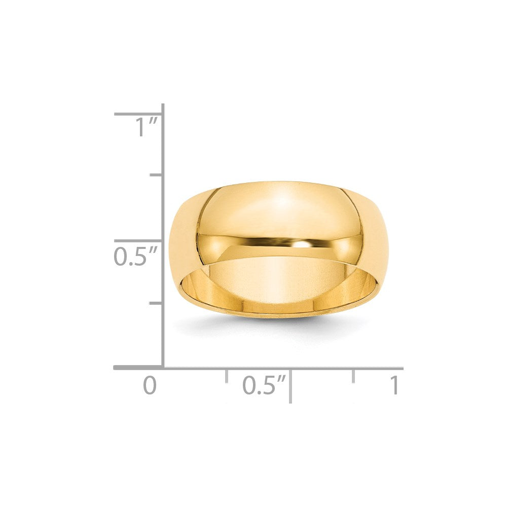 14k Yellow Gold 8mm Half Round Wedding Band