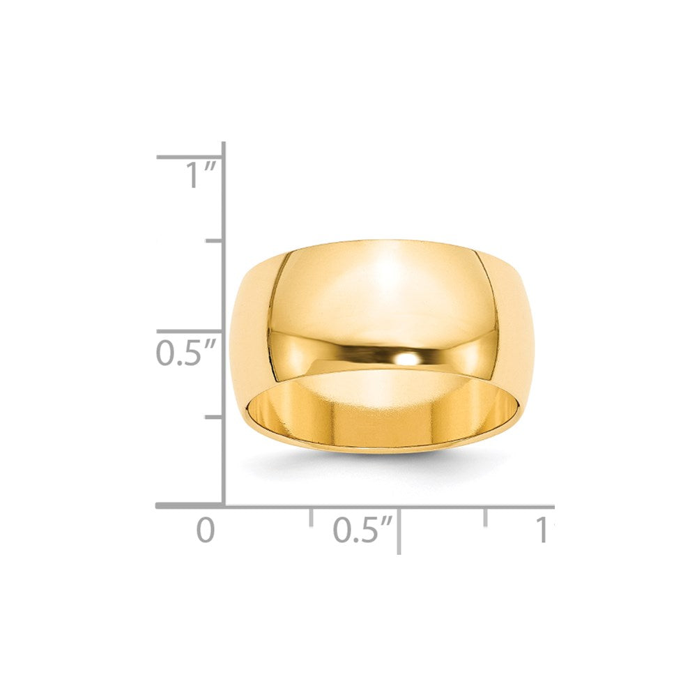14k Yellow Gold 10mm Half Round Wedding Band