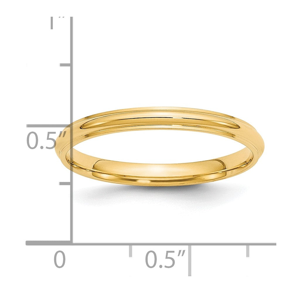 14k Yellow Gold 2.5mm Half Round with Edge Wedding Band