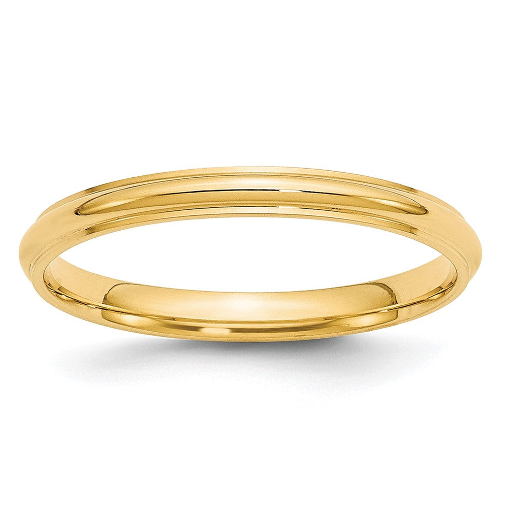 14k Yellow Gold 2.5mm Half Round with Edge Wedding Band 