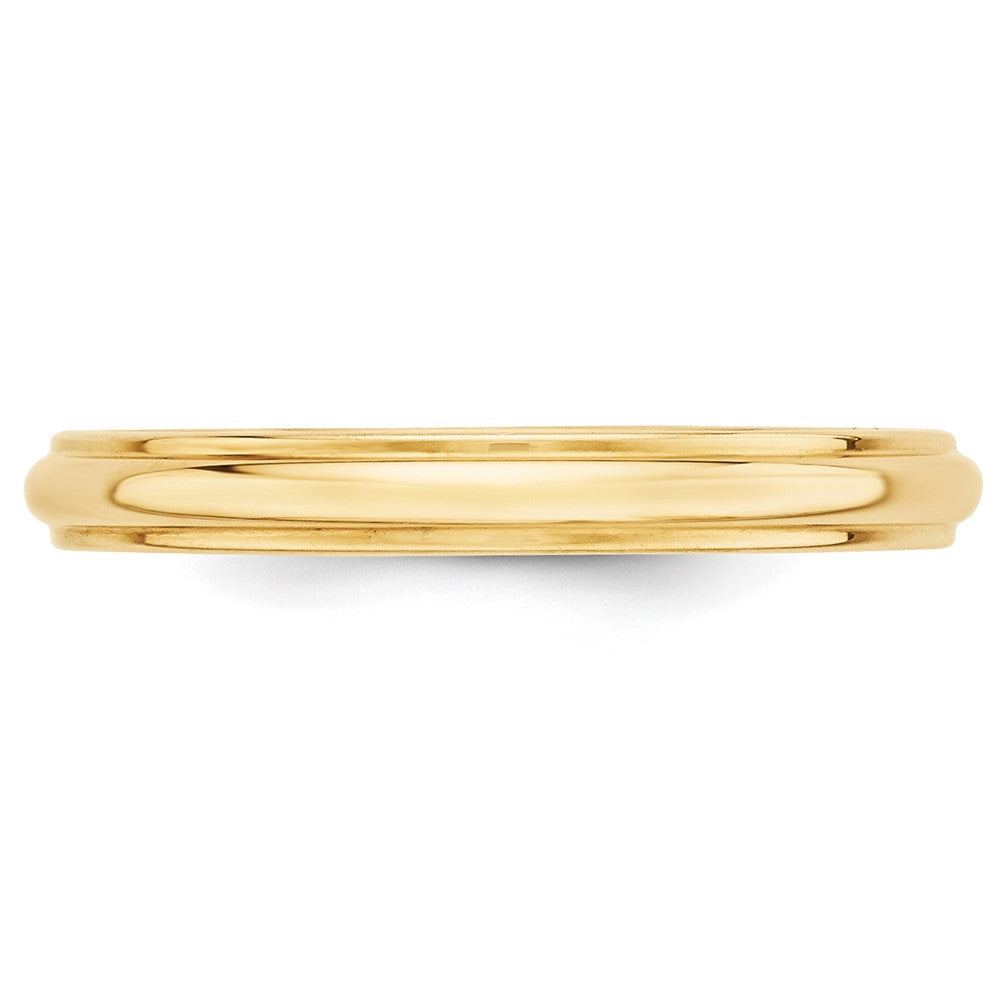 14k Yellow Gold 3mm Half Round with Edge Wedding Band