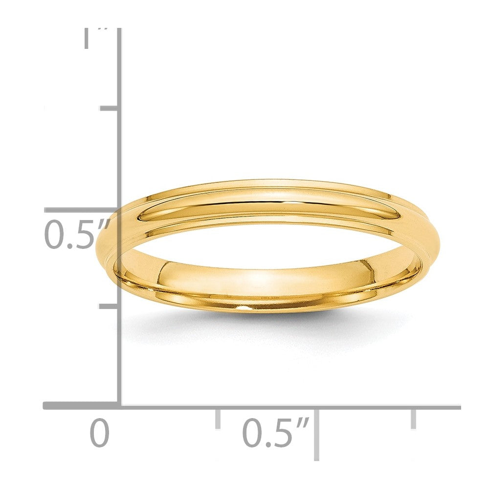 14k Yellow Gold 3mm Half Round with Edge Wedding Band