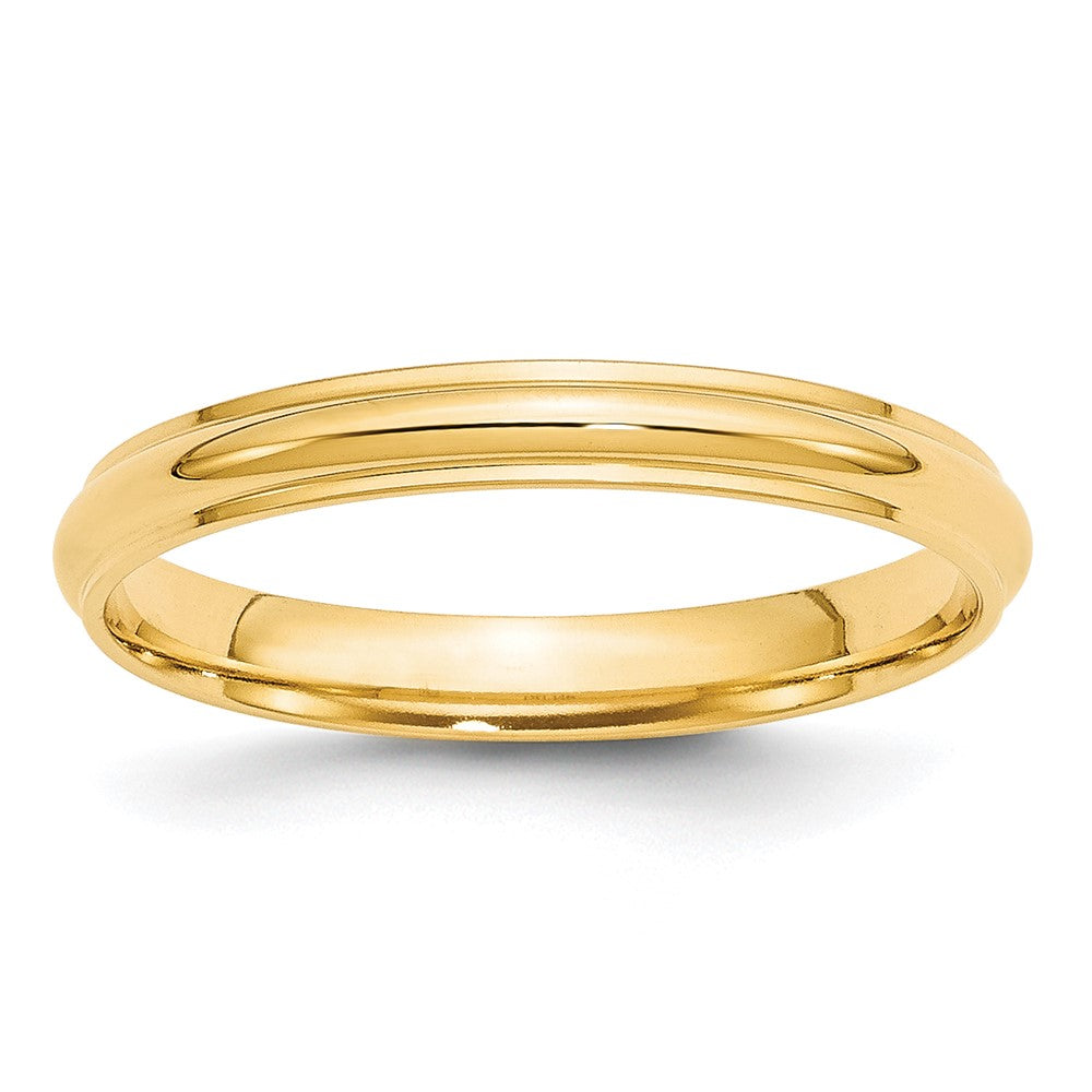 14k Yellow Gold 3mm Half Round with Edge Wedding Band 