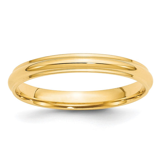 14k Yellow Gold 3mm Half Round with Edge Wedding Band 