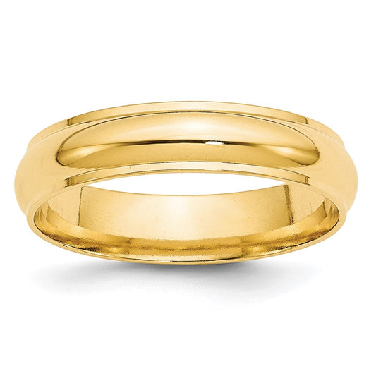14k Yellow Gold 5mm Half Round with Edge Wedding Band 