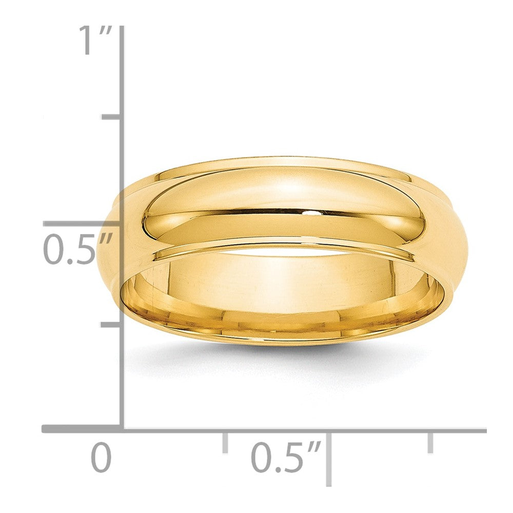 14k Yellow Gold 6mm Half Round with Edge Wedding Band