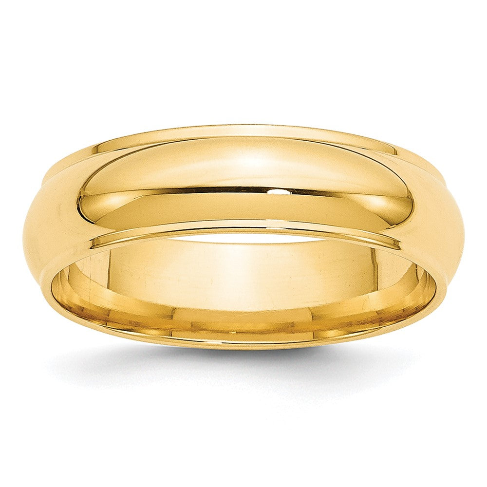 14k Yellow Gold 6mm Half Round with Edge Wedding Band 