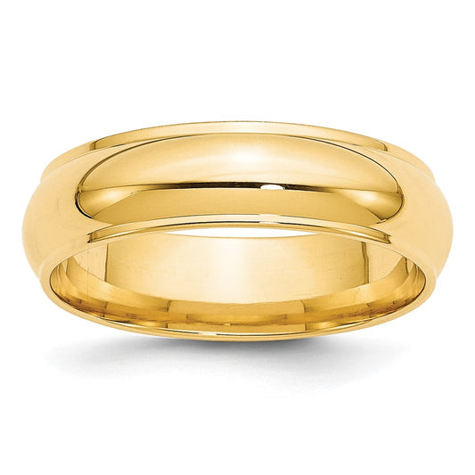 14k Yellow Gold 6mm Half Round with Edge Wedding Band 