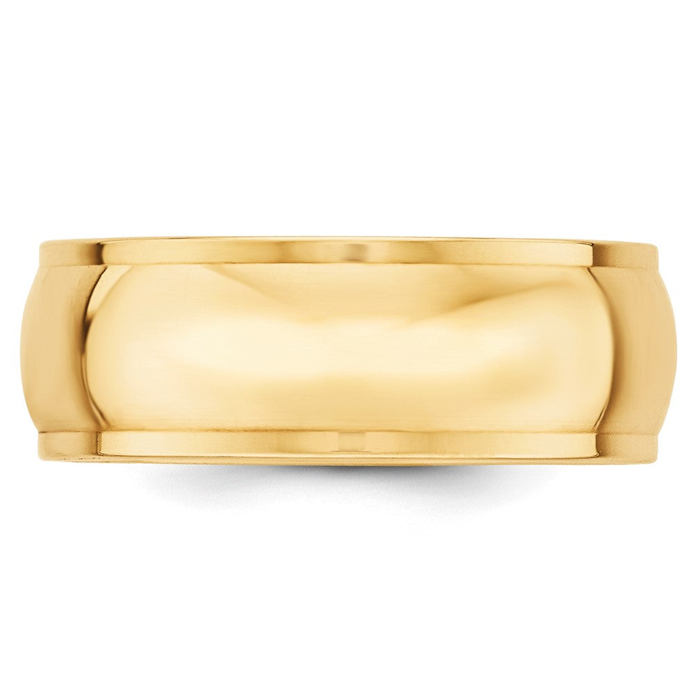 14k Yellow Gold 8mm Half Round with Edge Wedding Band