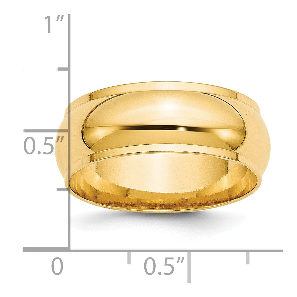 14k Yellow Gold 8mm Half Round with Edge Wedding Band