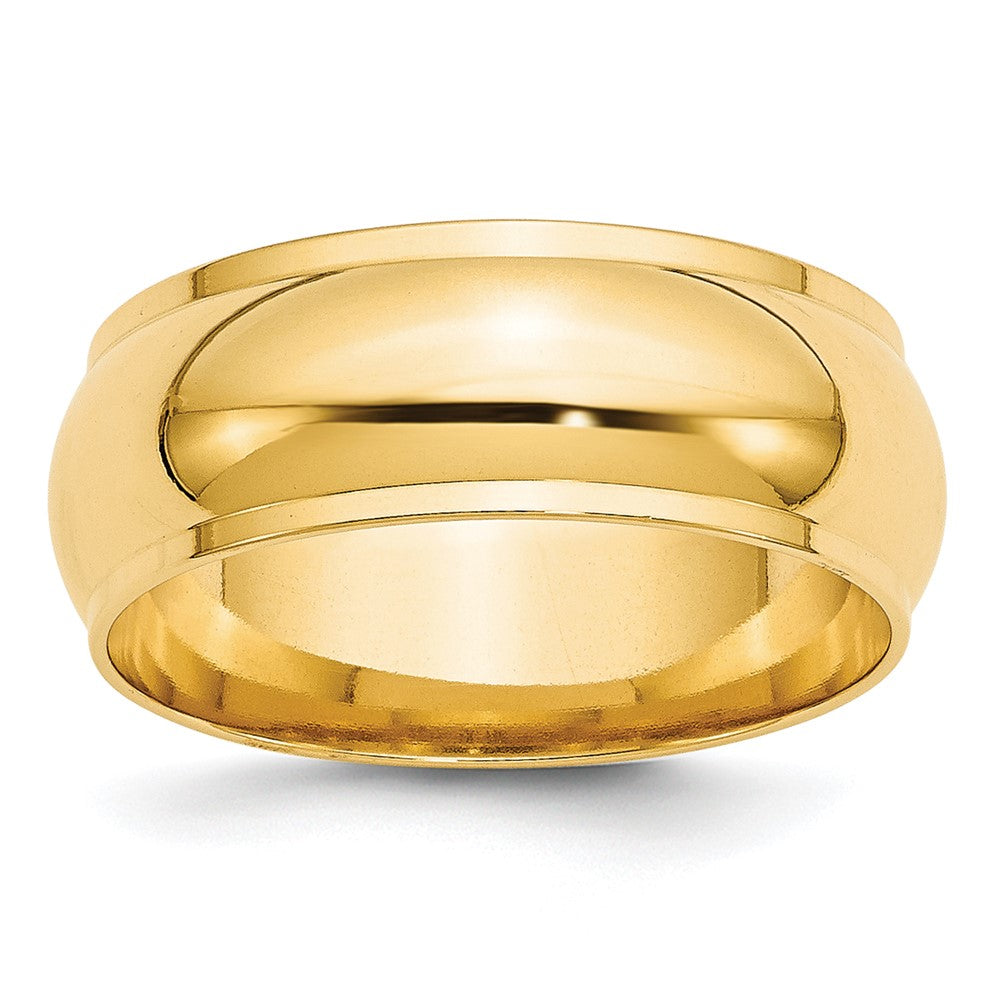 14k Yellow Gold 8mm Half Round with Edge Wedding Band 