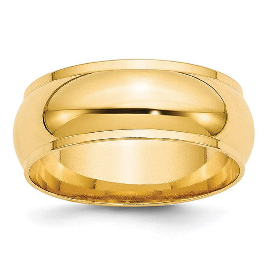 14k Yellow Gold 8mm Half Round with Edge Wedding Band 