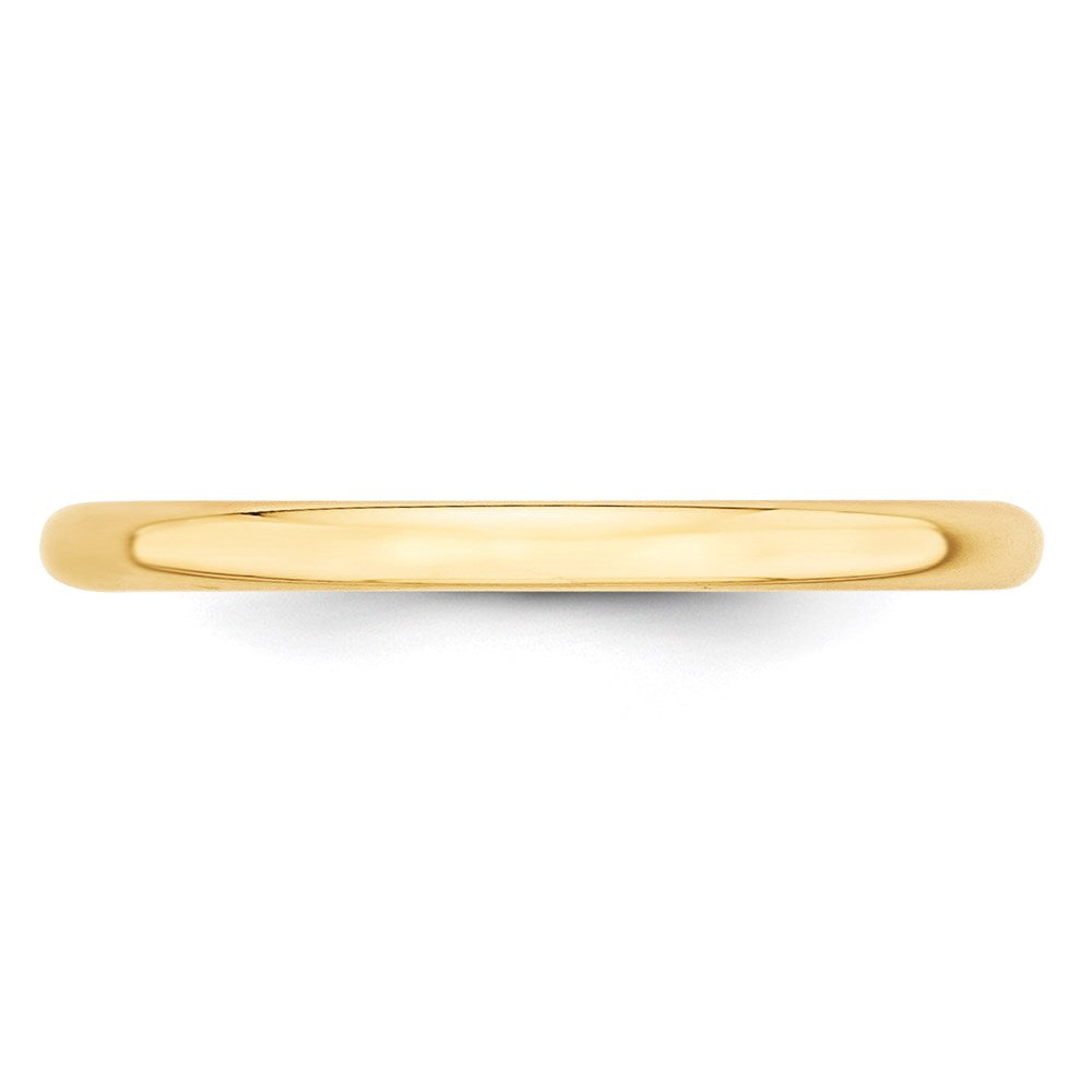 14k Yellow Gold 2mm Lightweight Half Round Wedding Band