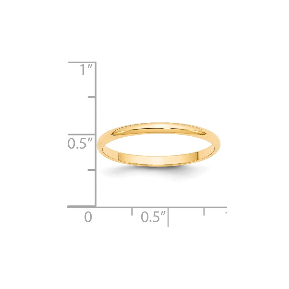 14k Yellow Gold 2mm Lightweight Half Round Wedding Band