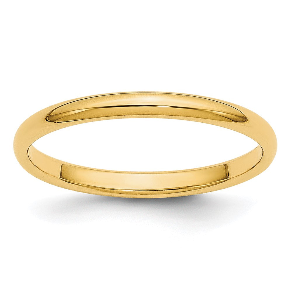 14k Yellow Gold 2mm Lightweight Half Round Wedding Band 