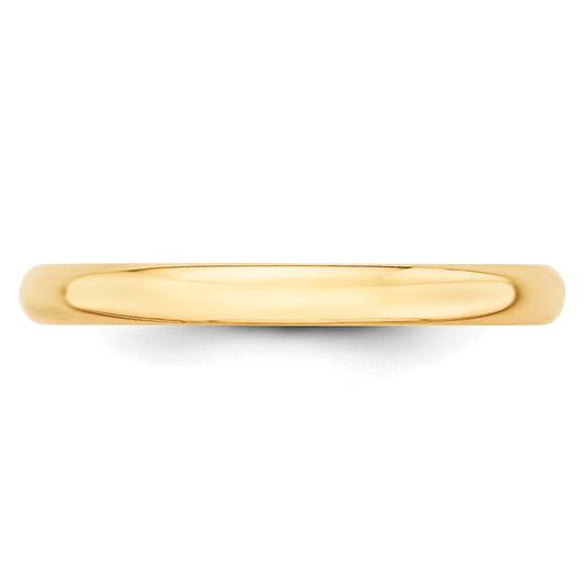 14k Yellow Gold 2.5mm Lightweight Half Round Wedding Band