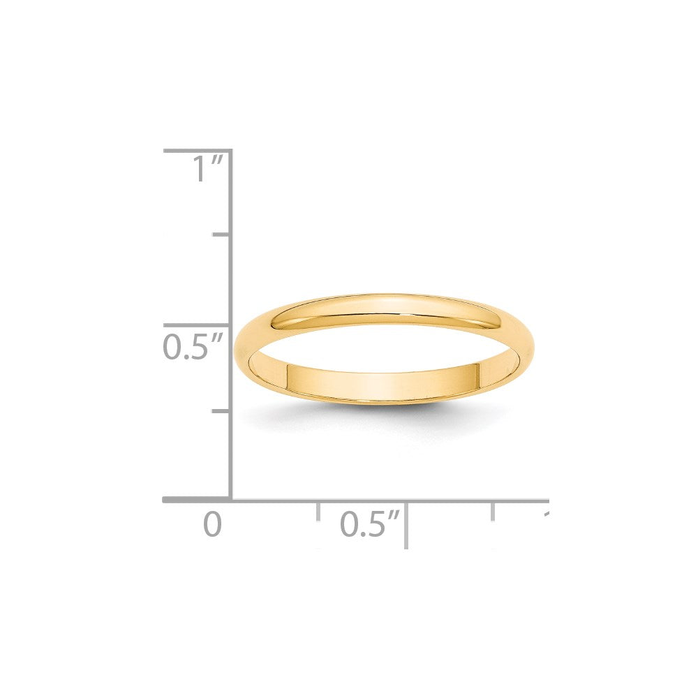 14k Yellow Gold 2.5mm Lightweight Half Round Wedding Band