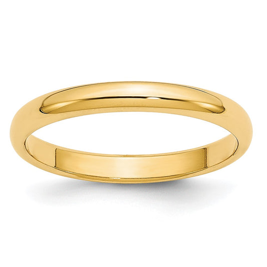 14k Yellow Gold 2.5mm Lightweight Half Round Wedding Band 