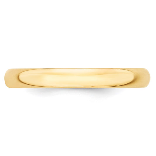 14k Yellow Gold 3mm Lightweight Half Round Wedding Band