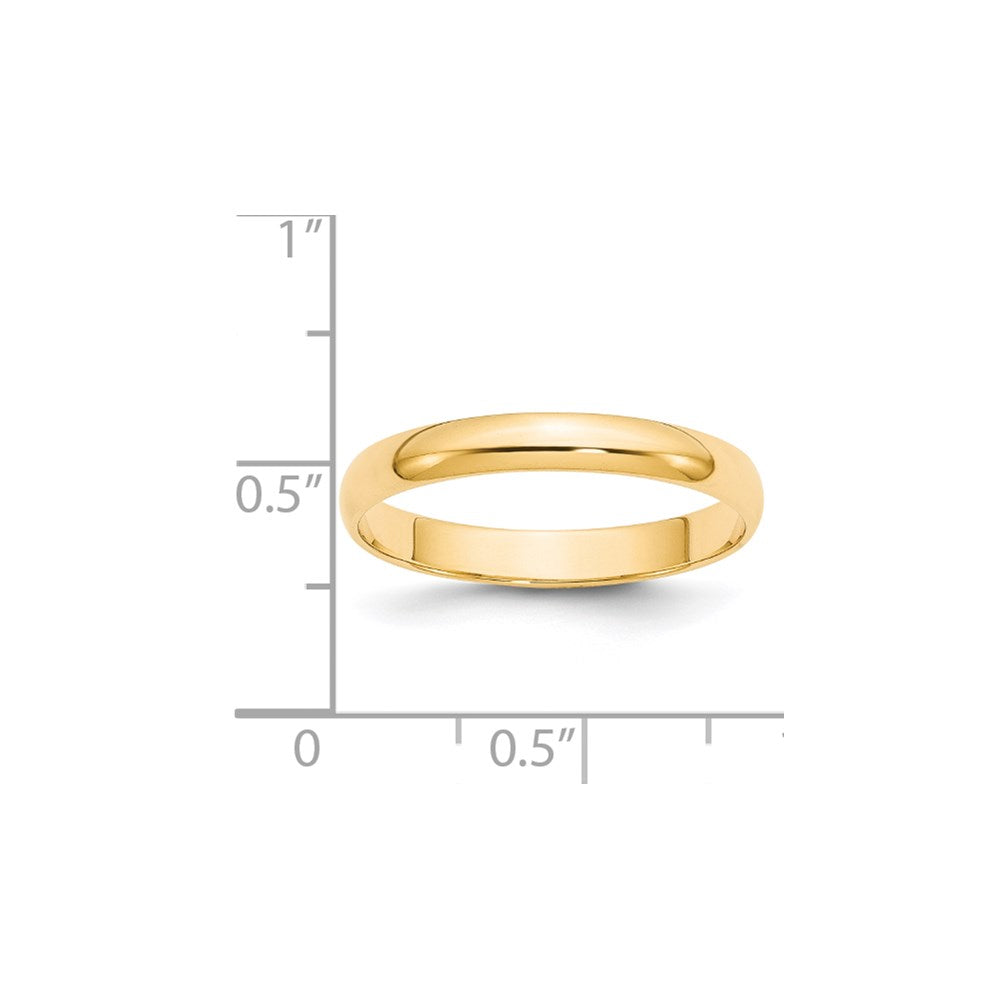 14k Yellow Gold 3mm Lightweight Half Round Wedding Band
