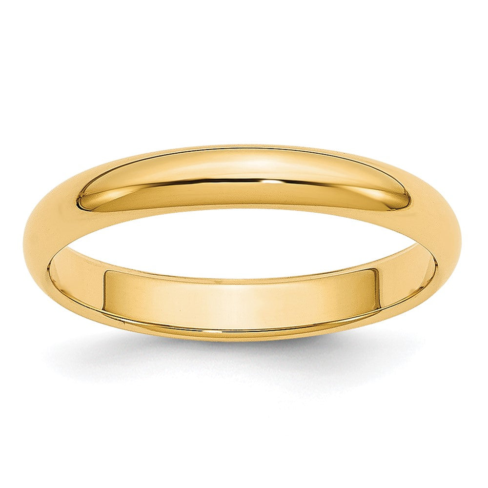 14k Yellow Gold 3mm Lightweight Half Round Wedding Band 