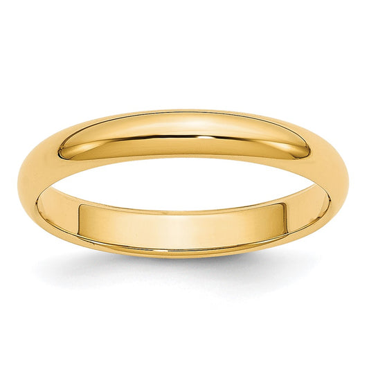 14k Yellow Gold 3mm Lightweight Half Round Wedding Band 