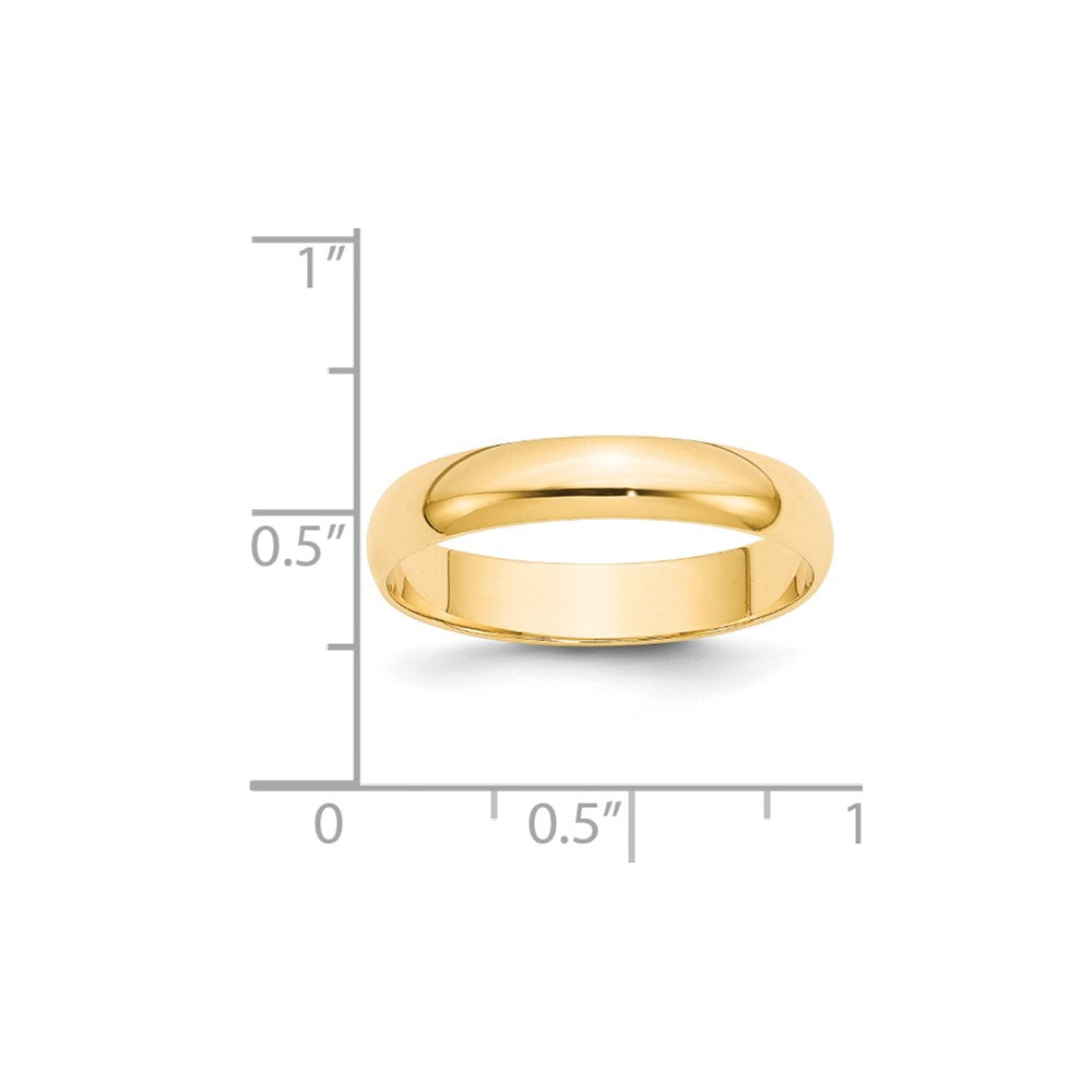 14k Yellow Gold 4mm Lightweight Half Round Wedding Band
