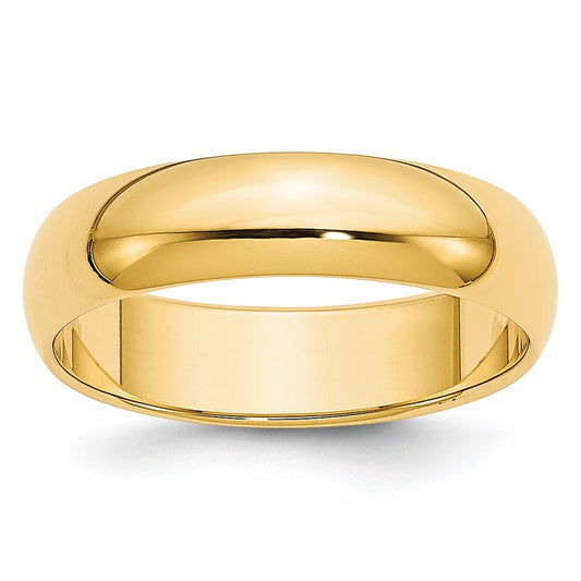 14k Yellow Gold 5mm Lightweight Half Round Wedding Band 