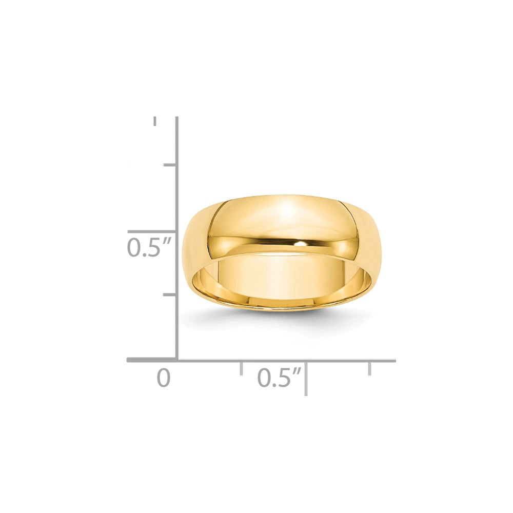 14k Yellow Gold 6mm Lightweight Half Round Wedding Band