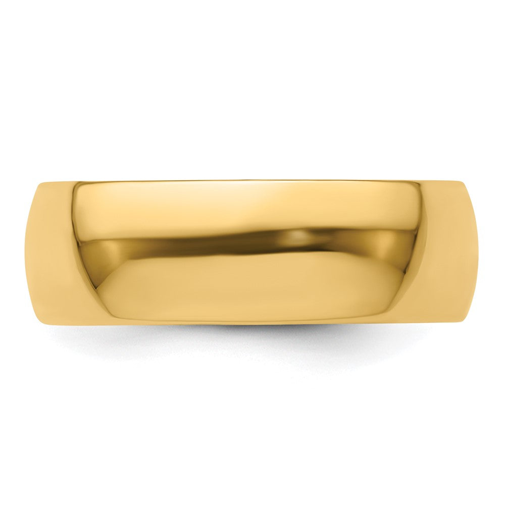 14k Yellow Gold 7mm Lightweight Half Round Wedding Band