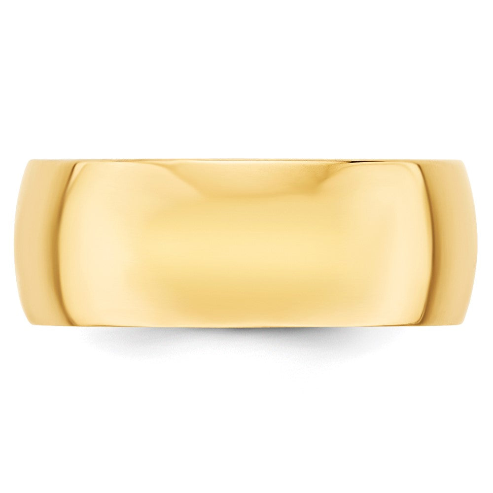14k Yellow Gold 8mm Lightweight Half Round Wedding Band