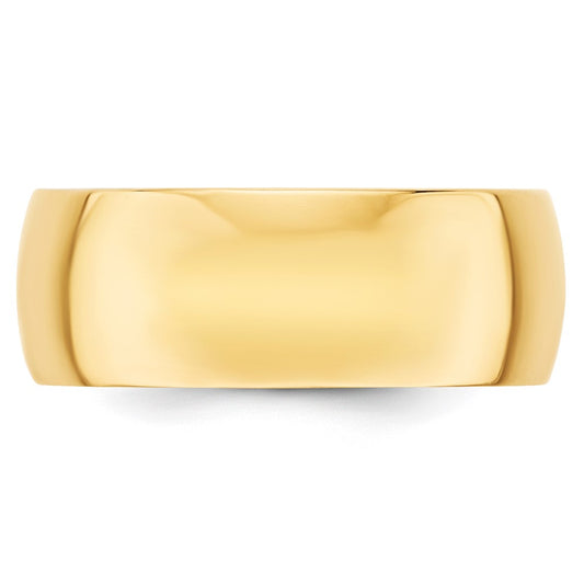 14k Yellow Gold 8mm Lightweight Half Round Wedding Band