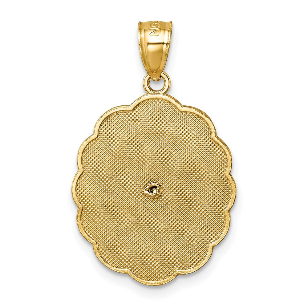 14k Polished Diamond-cut Spanish Ntra. Sra. De Guadalupe Oval Pendant