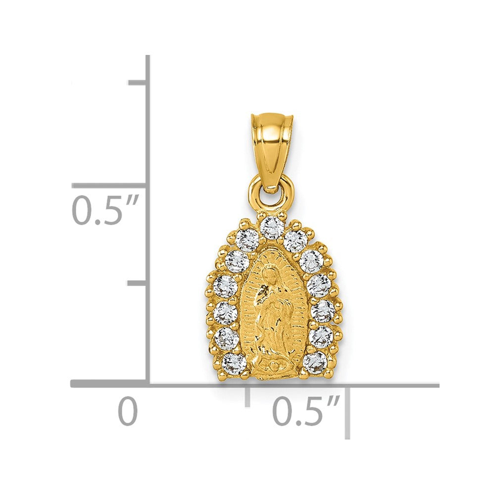 14k Polished CZ Our Lady of Guadalupe Charm Pendant