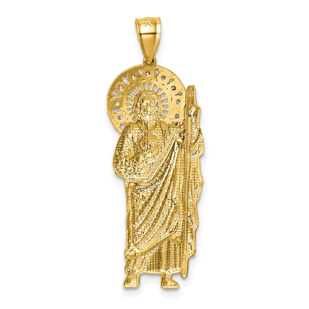 14k Polished CZ Standing Saint Jude Figure Pendant