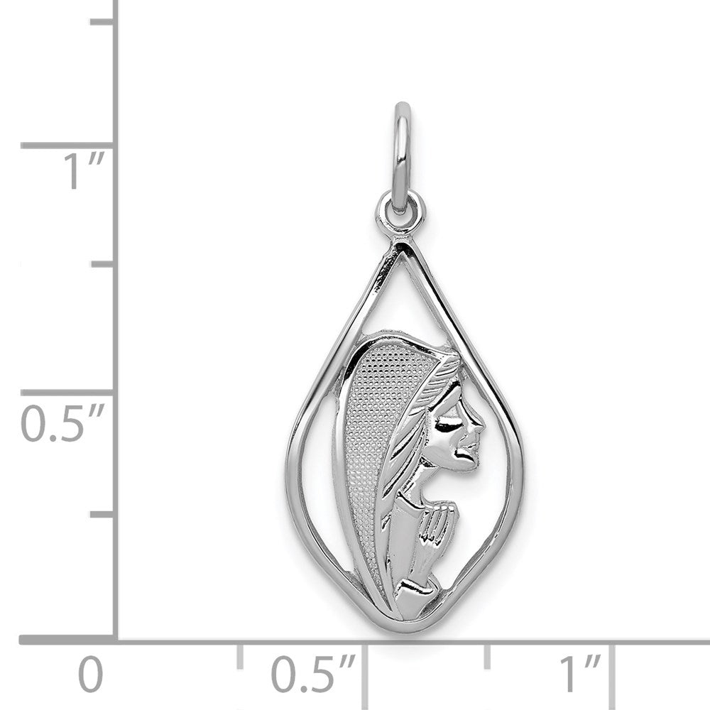 14k White Gold Blessed Virgin Mary Charm
