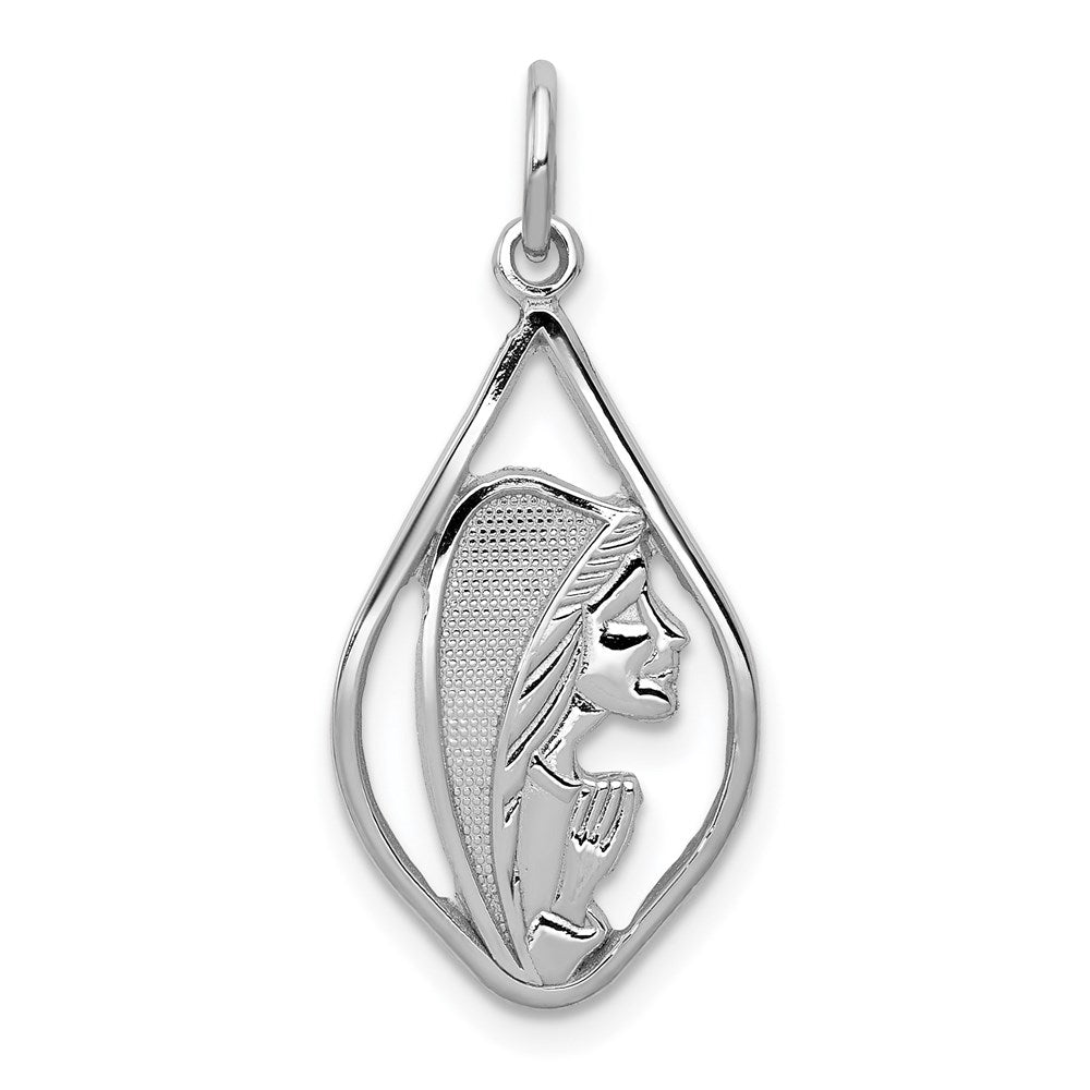 14k White Gold Blessed Virgin Mary Charm