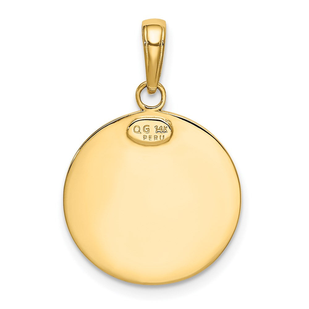 14k Polished Solid Saint Christopher Medal Round Pendant
