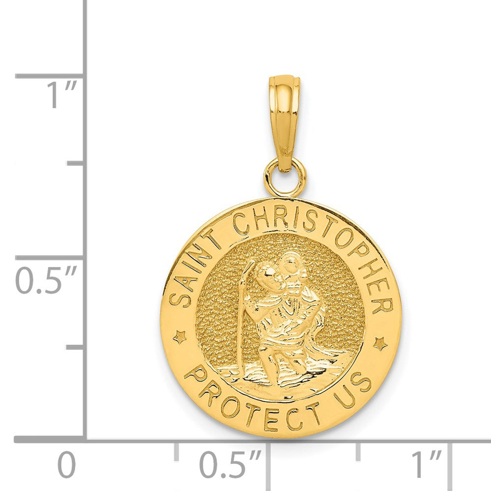 14k Polished Solid Saint Christopher Medal Round Pendant