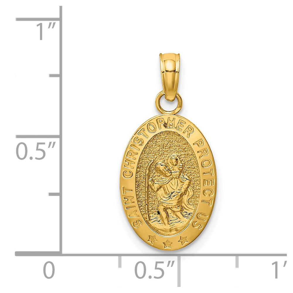 14k Polished Solid Saint Christopher Medal Oval Pendant