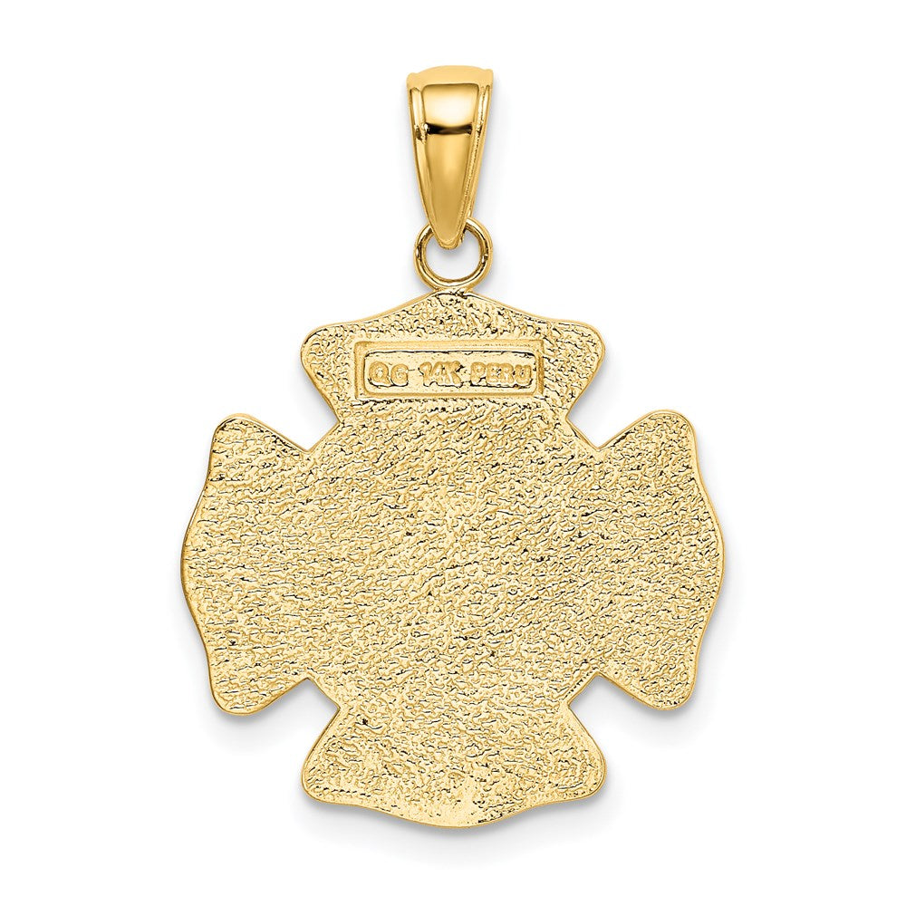 14k Two-tone Polished and Satin Solid Saint Florian Medal Pendant
