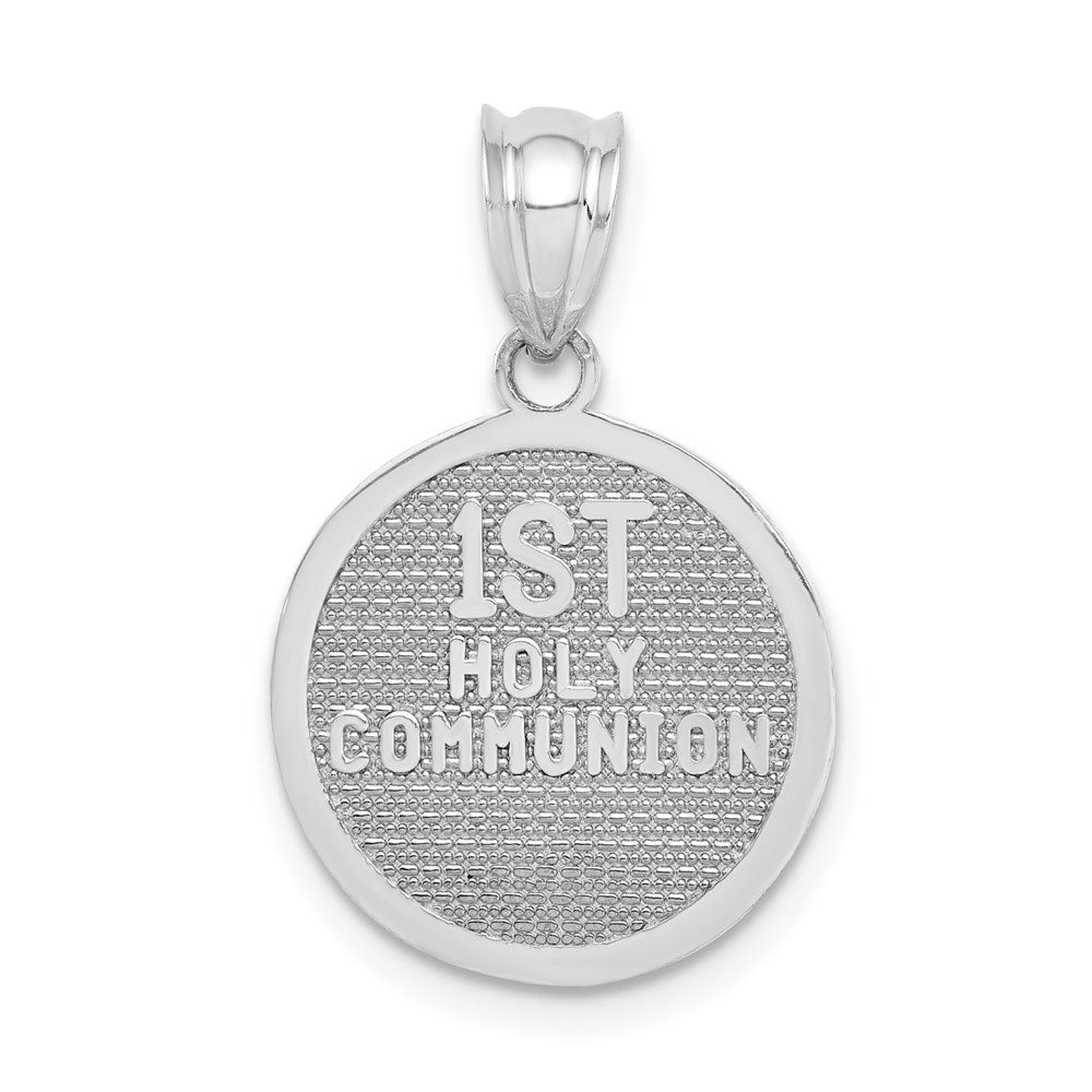 14k White Gold Reversible Cross and 1ST HOLY COMMUNION Charm