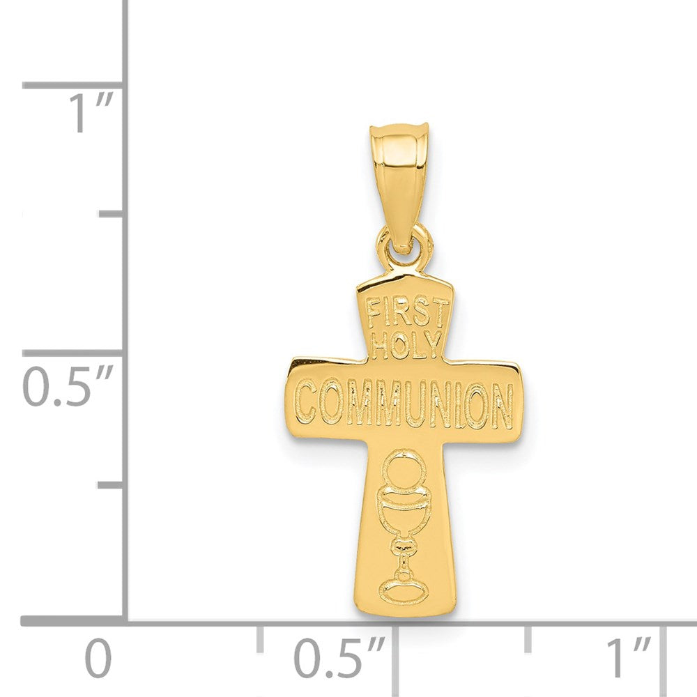 14k Polished FIRST HOLY COMMUNION Cross Pendant