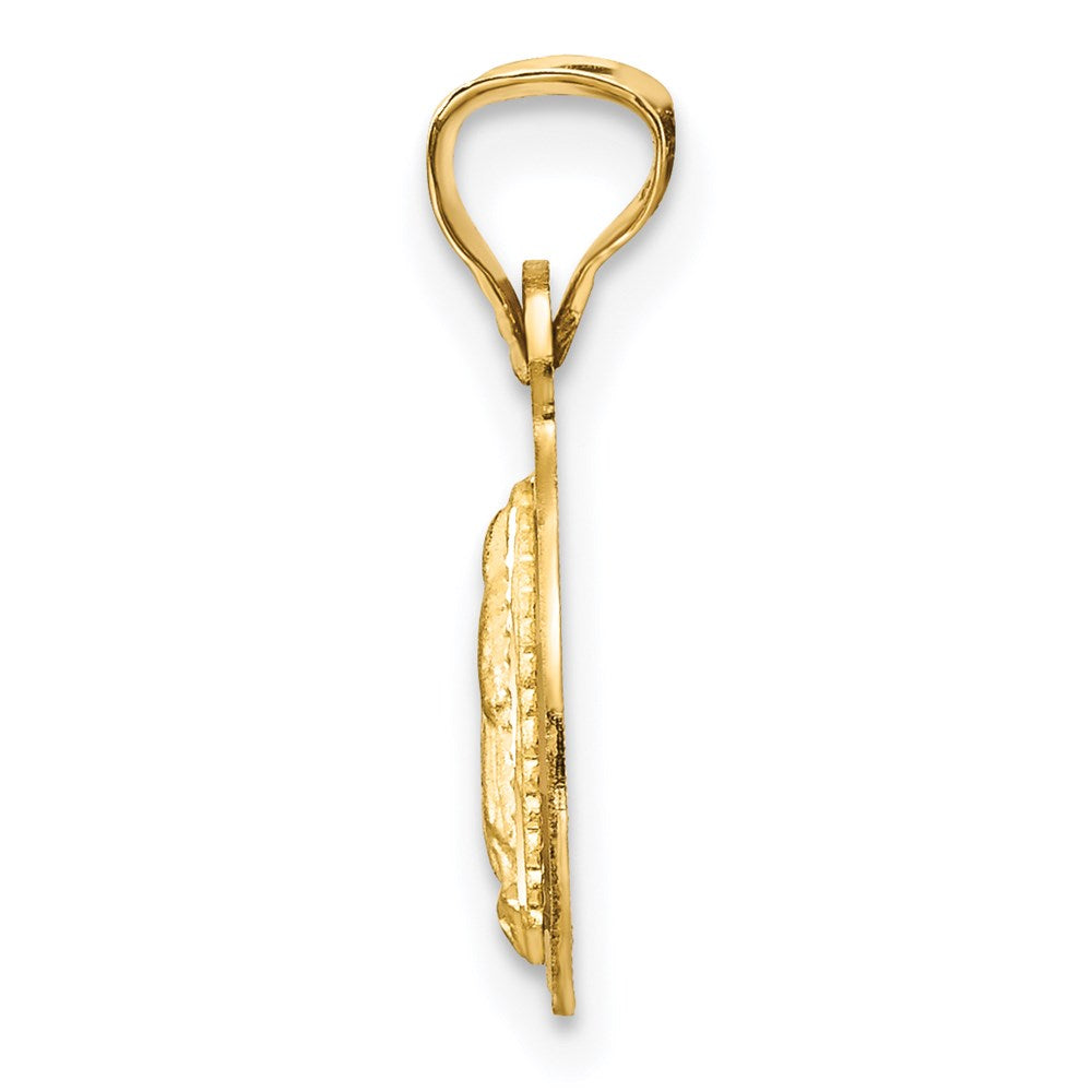 14K with Rose and White Rhodium Polished Diamond-cut Solid Our Lady Of Guadalupe Round Pendant