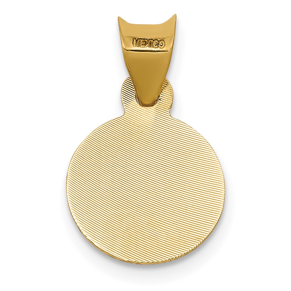 14K with Rose and White Rhodium Polished Diamond-cut Solid Our Lady Of Guadalupe Round Pendant