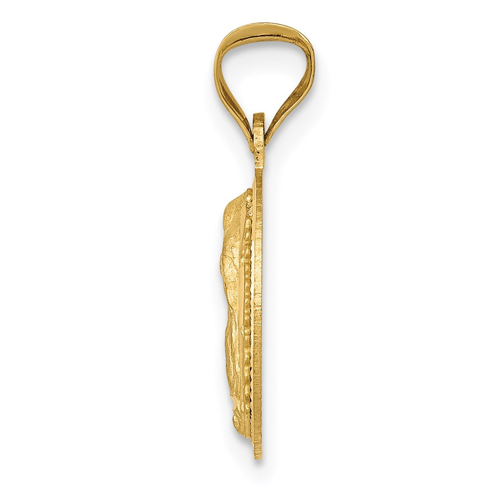 14K Polished Diamond-cut Semi-solid Our Lady Of Guadalupe Round Pendant